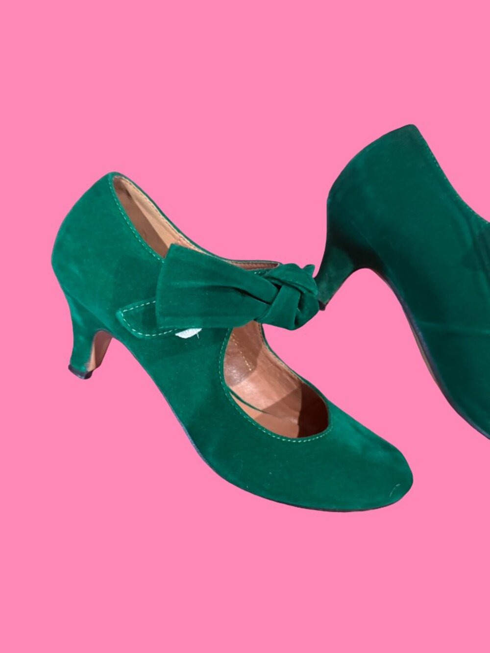 Women's Mary Jane Pumps with Heel Vintage Shoes Retro Cute Bow Round Toe - Picture 5 of 9